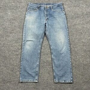 Wrangler Mens Jeans 34x29 Blue Denim Premium Quality Straight Leg 100% Cotton